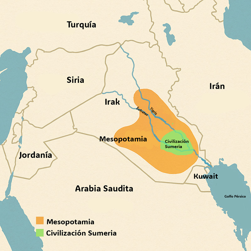 civilización sumeria Ubicacion aproximada de la civilización sumeria (3500 a. C.)