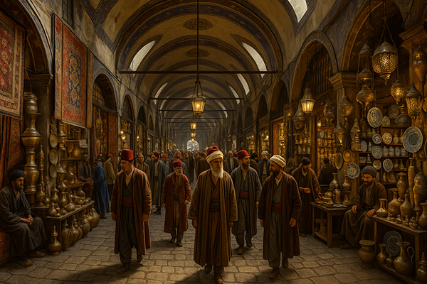 Bazar de Estambul en el Imperio Otomano