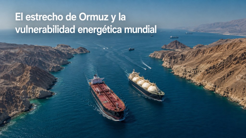 Petrolero y buque de gas natural licuado navegando por el estrecho de Ormuz entre las costas de Irán y Omán.